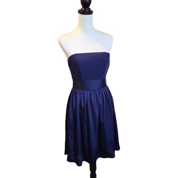 Vera Wang NWT $159 Marine Blue Satin Strapless Fit & Flare Formal Dress, Size 2 - Picture 1 of 8